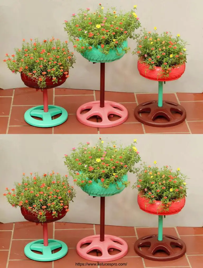 ¡Convierta los antiguos neumáticos en macetas de flores de colores para su pequeño jardín – una Ídea de reciclaje y deco!