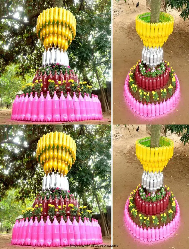 ¡Ideas increíbles! Jardín vertical de colores de botellas en reciclaje plástico