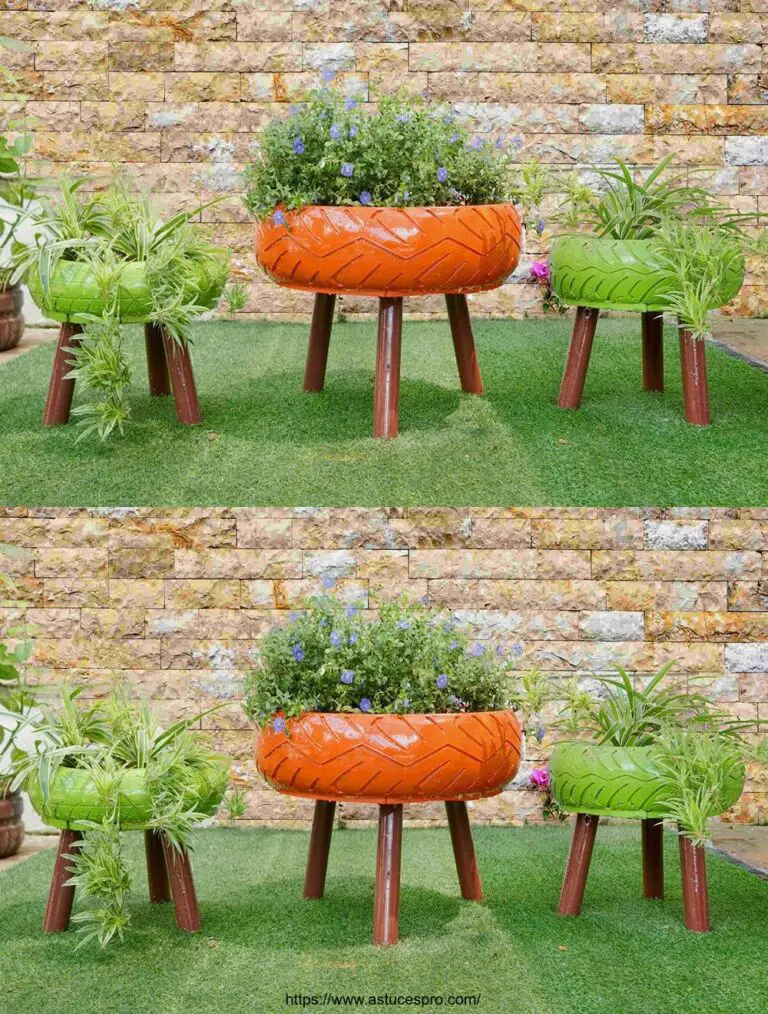 Convertir neumáticos usados en tarros de flores agradables para su pequeño jardín o balcón!