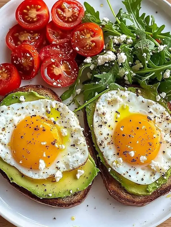 Tostada de Aguacate con Huevo Sunny Side Up Un desayuno nutritivo y delicioso para empezar bien el día