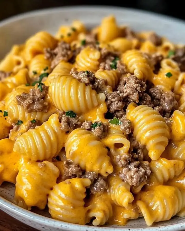 Conchitas con Salsa Cremosa de Carne y Queso