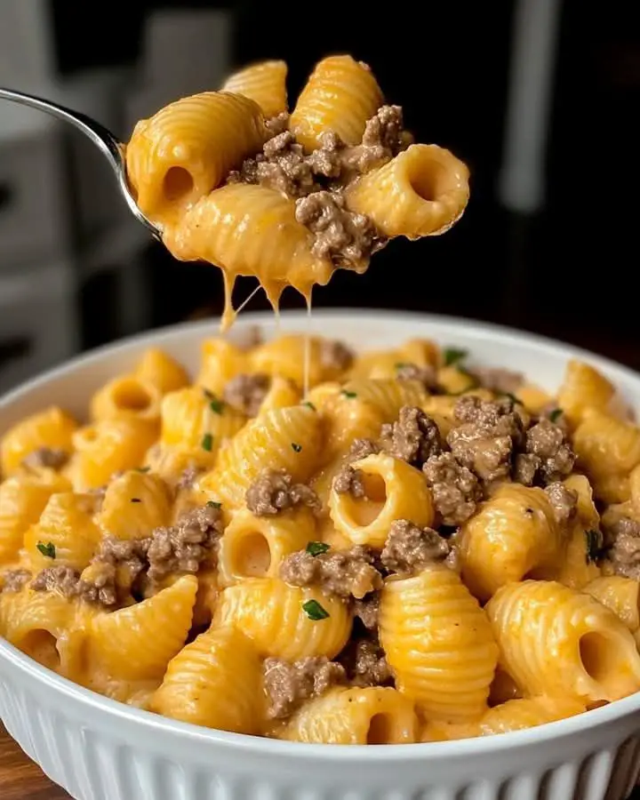 Coquillettes Crémeuses au Bœuf et Fromage Fondant : Un Plat Réconfort Total !