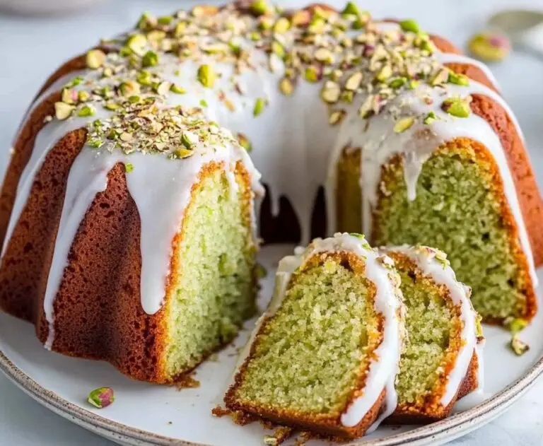 Bundt Cake de Pistacho con Glaseado de Vainilla