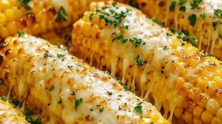 Maíz al Horno con Mantequilla de Ajo y Queso Derretido