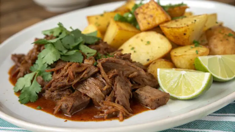 Carne Deshebrada con Papa en Salsa Roja