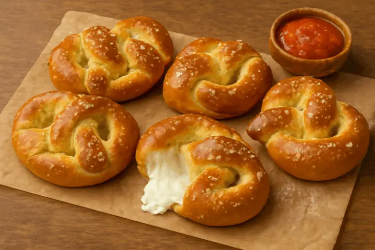 Pretzels Suaves Rellenos de Mozzarella – ¡Esponjosos por Fuera, Fundentes por Dentro y Totalmente Irresistibles!