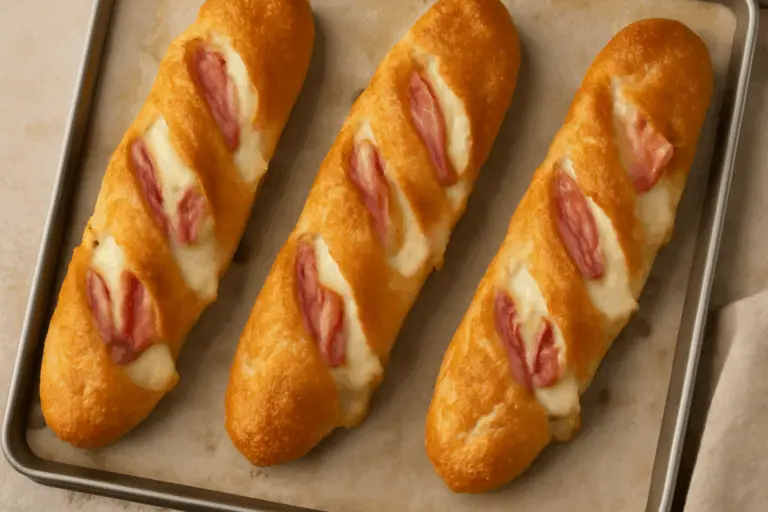 Baguettes rellenas de jamón y mozzarella – ¡Crujientes por fuera, cremosas por dentro y listas en minutos!