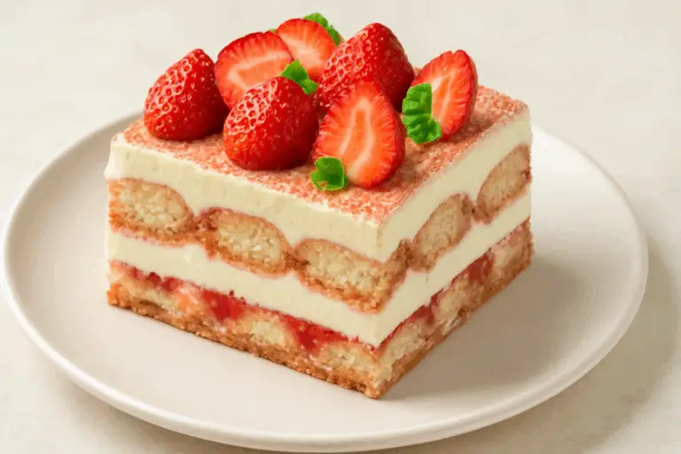 Tiramisú de Fresas con Mascarpone – Fresco, Cremoso y Perfecto para Endulzar tus Días