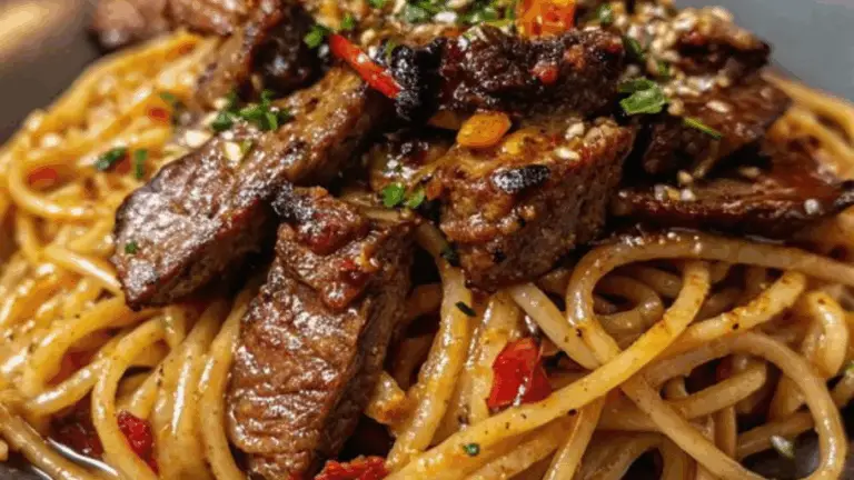 Pasta con Filete Ajo Dulce y Picante: ¡Una Combinación Perfecta de Dulce, Picante y Sabroso!