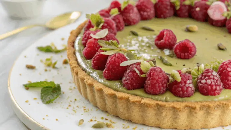Tarta Frangipane Pistacho-Frambuesas – Un Postre Irresistible y Refinado!