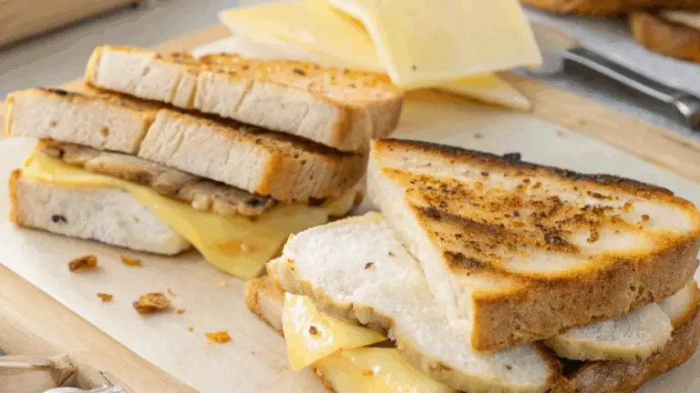 Sándwich de Pollo con Queso y Pan de Ajo: Un Bocado Sabroso y Reconfortante