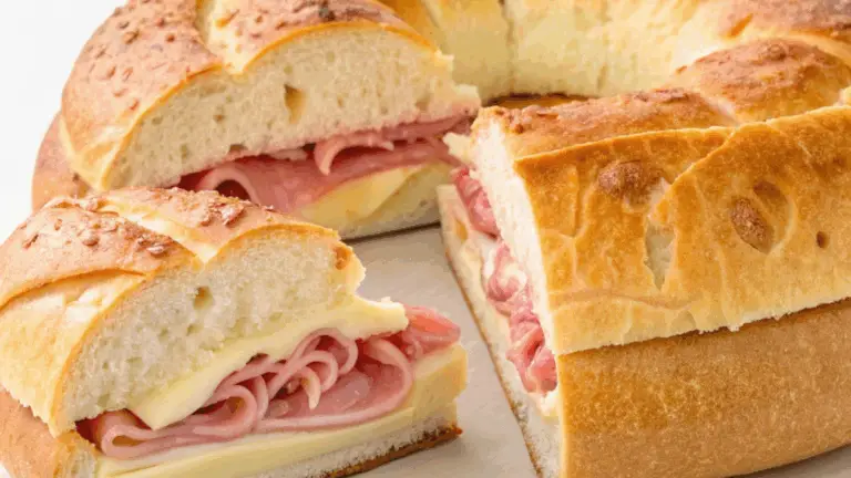 Rosca de Jamón y Queso – ¡Esponjosa, Dorada y Perfecta para Compartir!