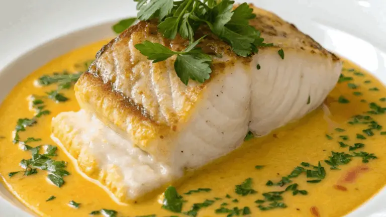 Bacalao en Salsa Cremosa de Azafrán – ¡Delicado, Aromático y Sofisticado!