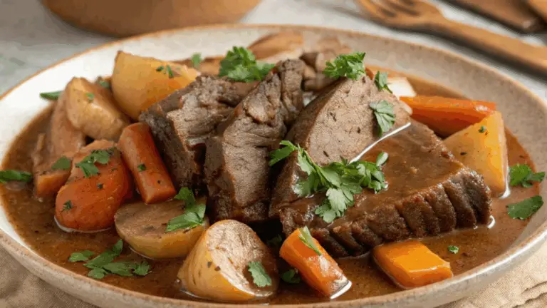Classic Slow Cooker Pot Roast – ¡Tierno, Jugoso y Cargado de Sabor Casero!