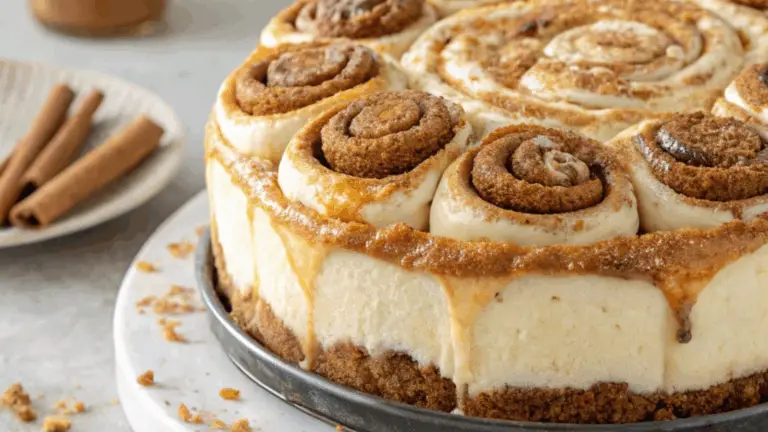 Cinnamon Roll Honeybun Cheesecake – ¡Una Fusión Decadente que Hará Historia en tu Mesa!