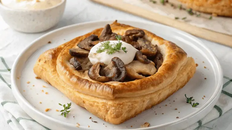 Hojaldre de Champiñones y Nata Fresca – ¡Un Plato Delicioso, Cremoso y Perfecto para Cualquier Ocasión!