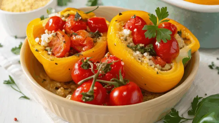 Pimientos Amarillos Rellenos de Tomatitos – ¡Color, Sabor y Salud en un Solo Bocado!