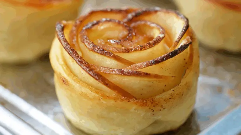 Delicias de Hojaldre con Rosa de Manzana – ¡Elegantes, Crujientes y Súper Deliciosas!