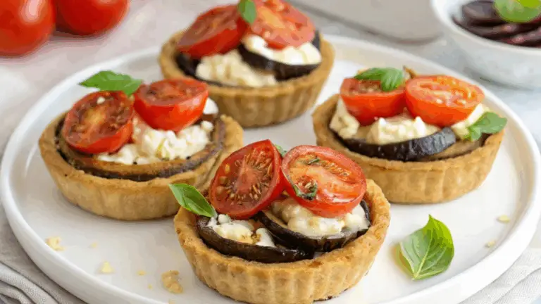 Tartaletas de Berenjena, Queso de Cabra y Tomate – Un Bocado Mediterráneo Lleno de Sabor