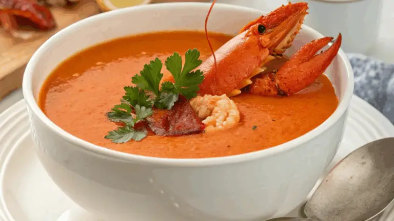Lobster Bisque Delight: Una Sopa Cremosa y Deliciosa para los Amantes del Marisco
