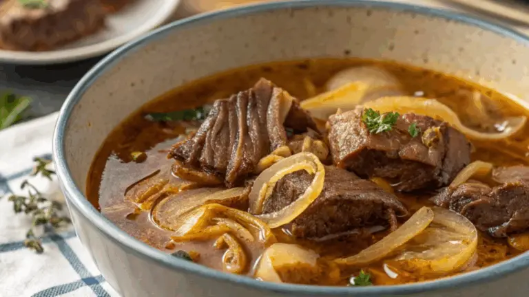 Sopa Francesa de Costillas Cortas y Cebolla Caramelizada: Un Festín Reconfortante para el Alma