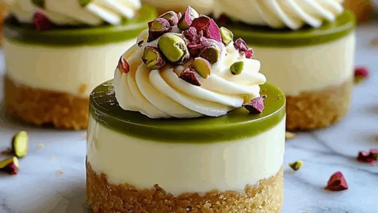Mini Cheesecakes de Pistacho y Chocolate Blanco