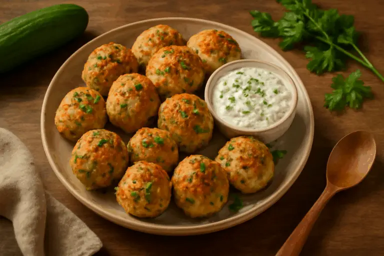 Albóndigas de Pollo con Salsa Tzatziki – Jugosas, Aromáticas y Perfectas para Cualquier Comida!