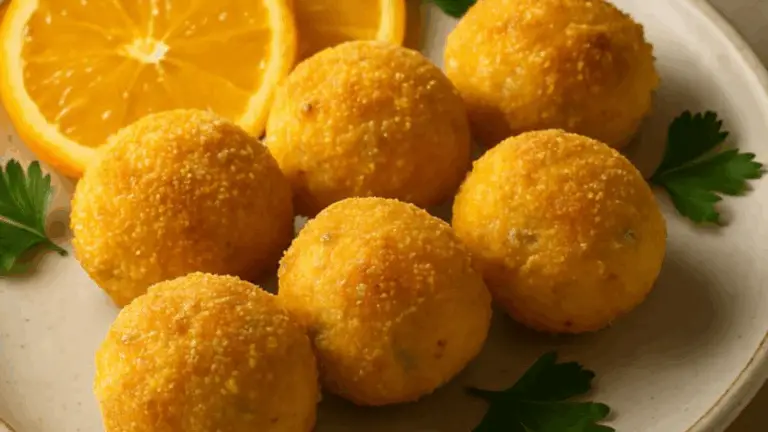 Bolas Doradas de Harina de Maíz con Naranja Fresca y Perejil: Un Aperitivo Crujiente y Refrescante