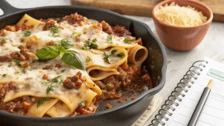 Receta de Lasaña en Sartén – Fácil, Rápida y Deliciosa en un Solo Utensilio
