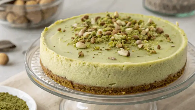 Cheesecake Sin Horno de Pistacho – Cremoso, Suave y con un Toque Nutty Irresistible