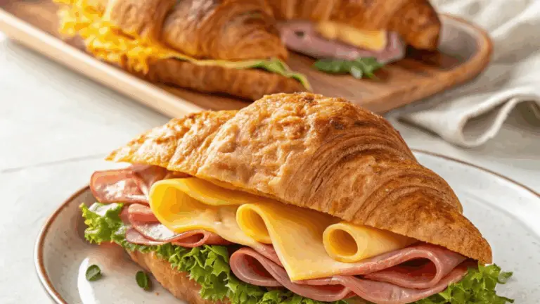 Sándwich de Croissant para Desayuno – ¡Delicioso, Esponjoso y Perfecto para Comenzar el Día!