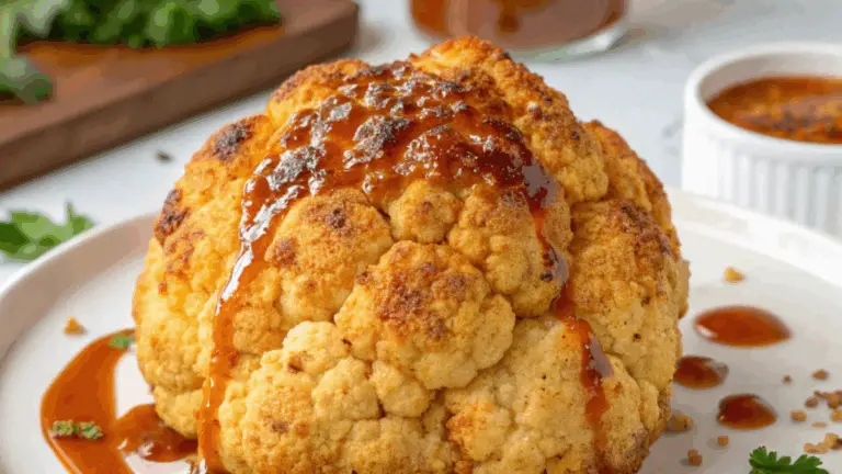 Coliflor Asada Entera con Glaseado Picante de Sriracha y Miel: ¡Deliciosa, Crujiente y Llena de Sabor!