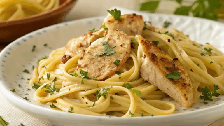 Linguini de Pollo con Mantequilla Vaquera: ¡Fácil, Sabroso y Perfecto para una Cena Reconfortante!