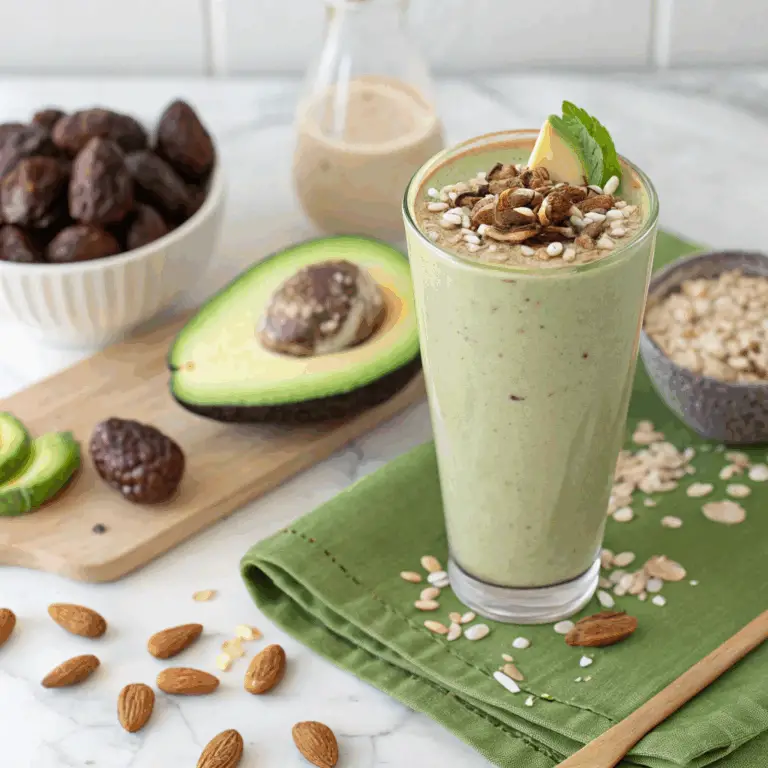 Batido de Aguacate, Dátiles y Almendras: ¡Cremoso, Energético y Perfecto para un Desayuno Saludable! 🥑🌰🍯