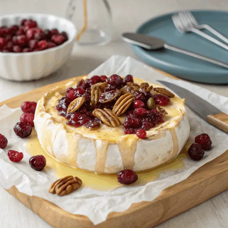 Brie al Horno con Arándanos y Pecanas en Masa: ¡Un Aperitivo Elegante y Delicioso! 🧀🍇🌰🥐