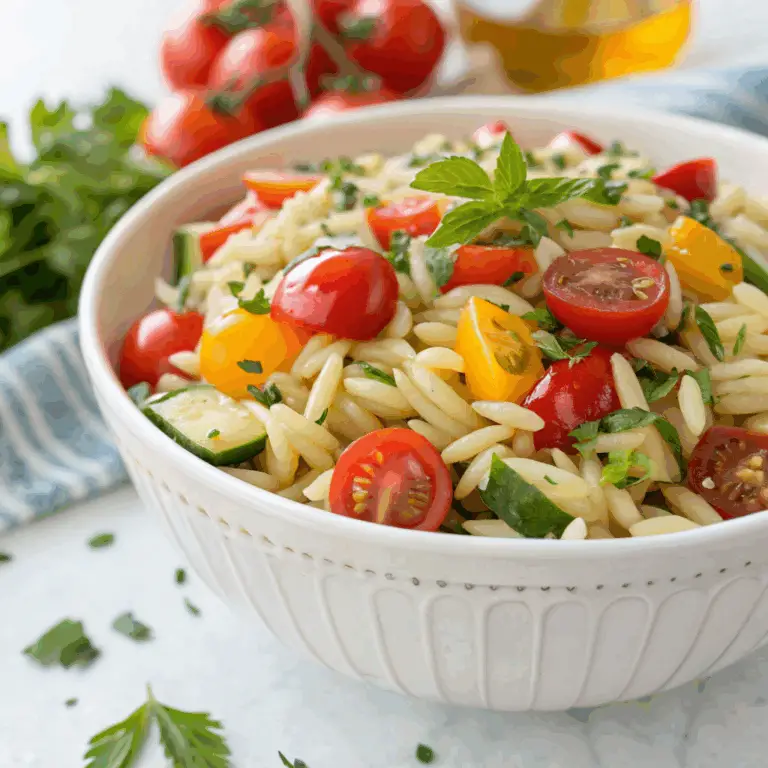 Ensalada de Orzo de Verano: ¡Fresca, Colorida y Perfecta para los Días Calurosos! 🍅🥒🍋