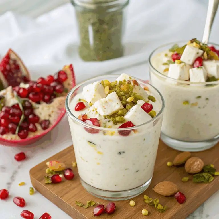 Feta Batido con Granada y Pistachos: ¡Refrescante, Cremoso y Perfecto para una Entrada Ligera! 🧀🍎🍊