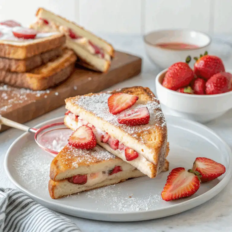 French Toast Rellena de Cheesecake de Fresa: ¡Deliciosa, Cremosa y Perfecta para un Desayuno Irresistible! 🍓🍞🧀