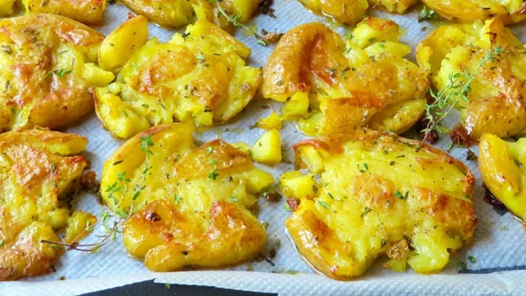 Papas Machacadas Crujientes al Horno con Ajo y Parmesano: ¡Un Bocado Irresistible y Sabroso!