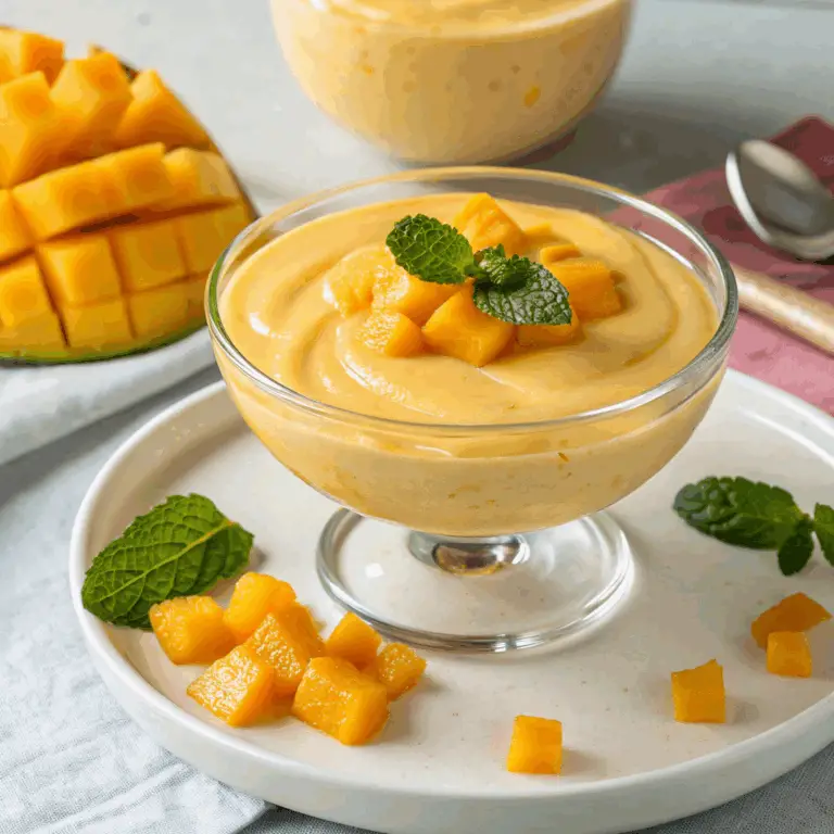 Mousse Cremosa de Mango: ¡Refrescante, Suave y Perfecta para un Postre Exótico! 🥭🍨