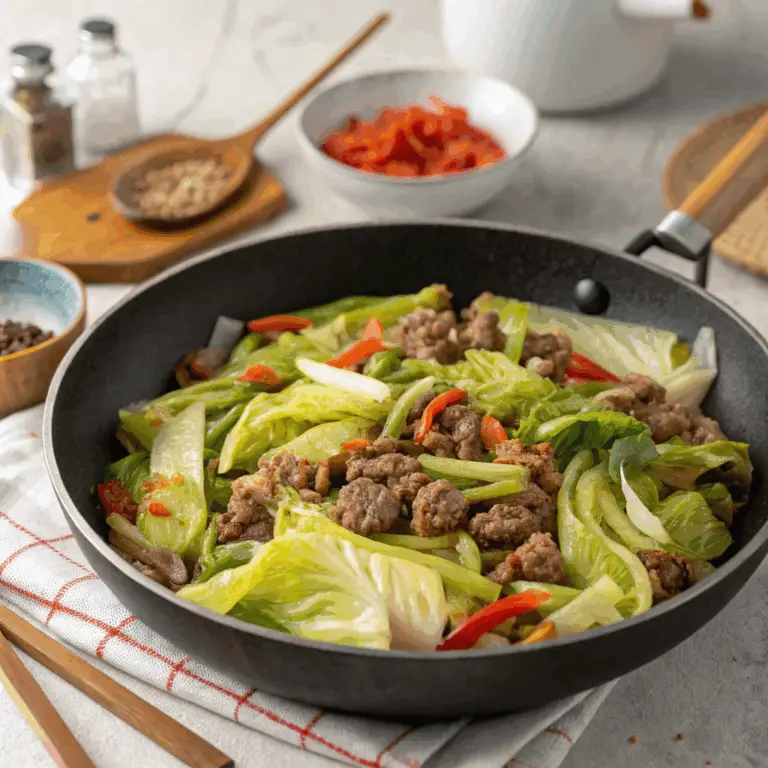 Salteado de Carne Molida y Repollo al Estilo Chino: ¡Delicioso, Sabroso y Fácil de Preparar! 🍖🥬🍜