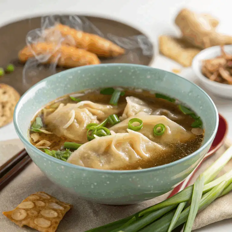 Sopa de Dumplings Estilo Asiático con Potsticker: ¡Una Combinación Sabrosa y Reconfortante! 🍲🥟🌶️
