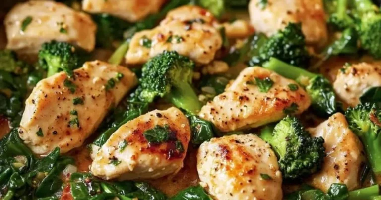 Pollo al ajo con brócoli y espinacas  – Receta fácil y nutritiva