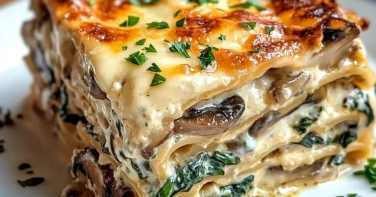 Lasaña Cremosa de Espinacas y Champiñones: Un Placer Vegetal que Sorprende