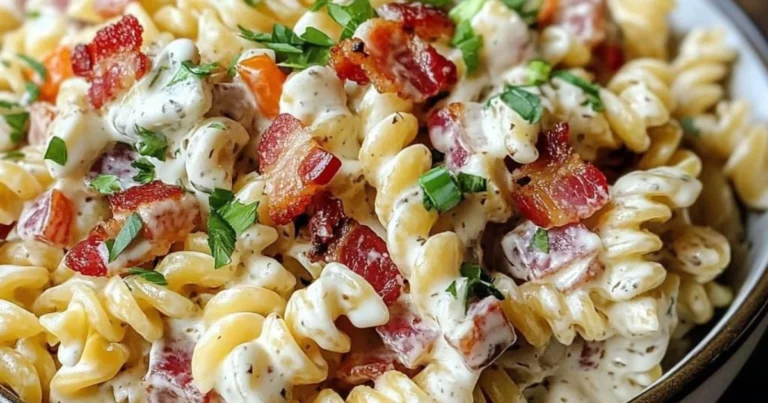 Ensalada Cremosa de Pasta con Tocino y Salsa Ranch