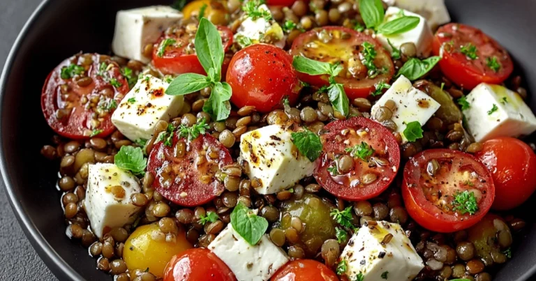 Ensalada Mediterránea de Lentejas con Tomates Cherry y Feta