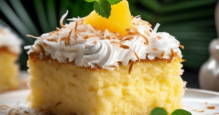 Bizcocho de piña esponjoso con crema suave