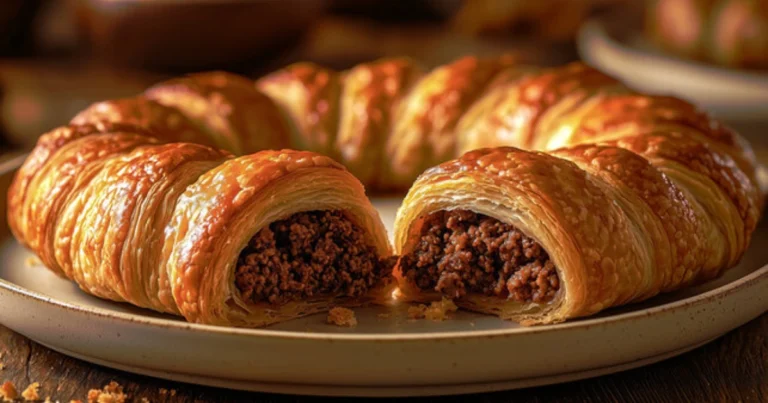 Receta de corona de hojaldre rellena de carne y verduras