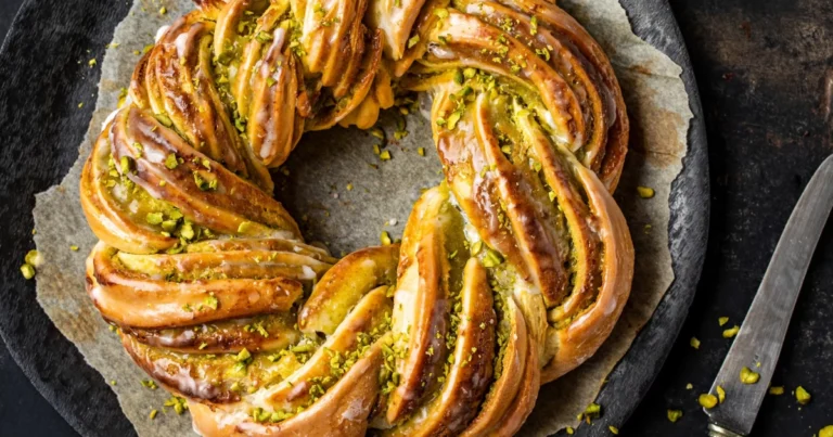 Corona briochada con pistachos: receta casera fácil y espectacular