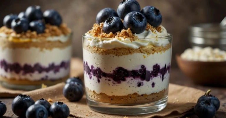 Vasitos de cheesecake de arándanos y limón